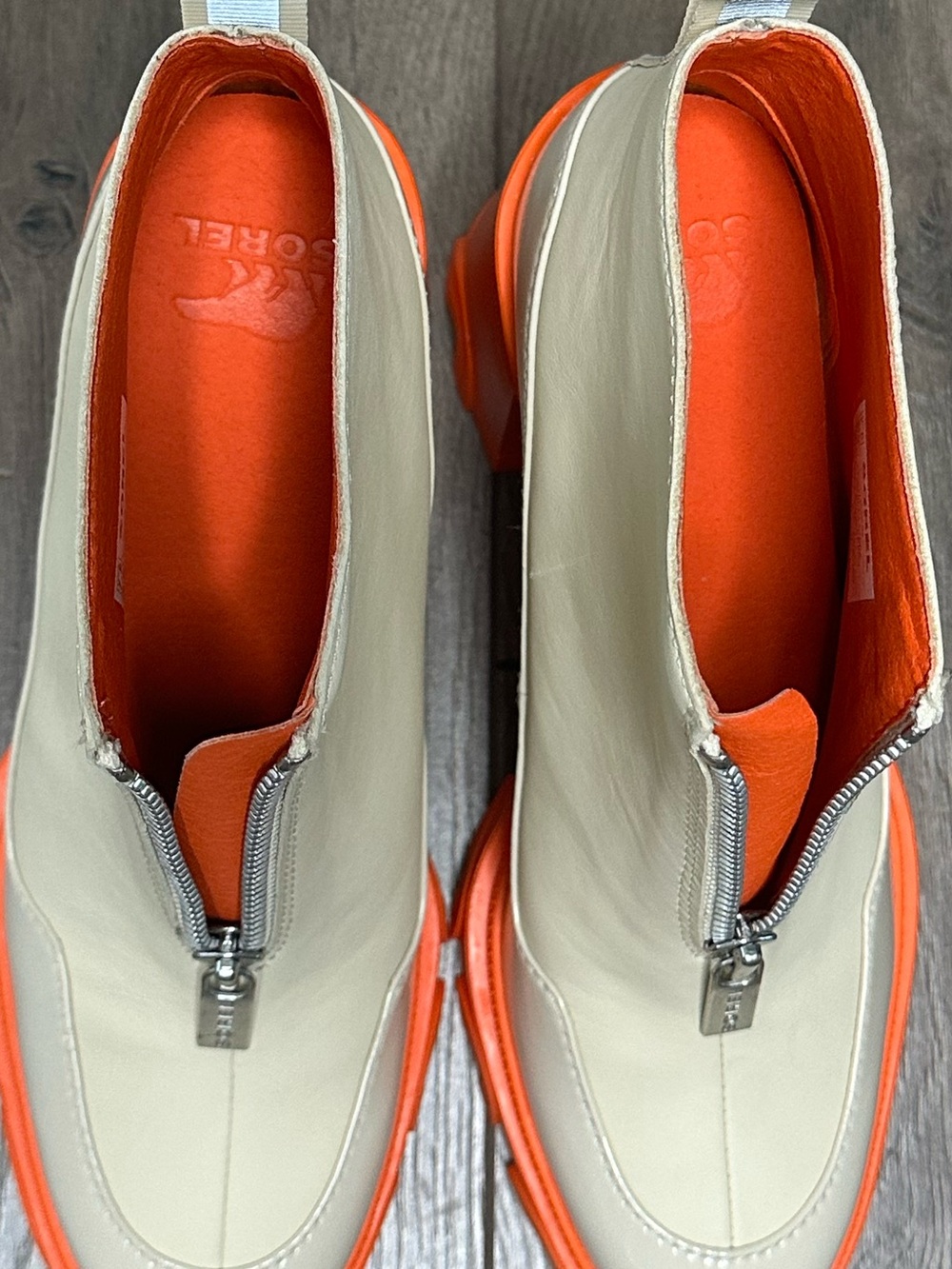 Sorel Brex Heel Water Proof Leather Utility   Zip Winter Boots Orange Tan 7.5 - Picture 10 of 13